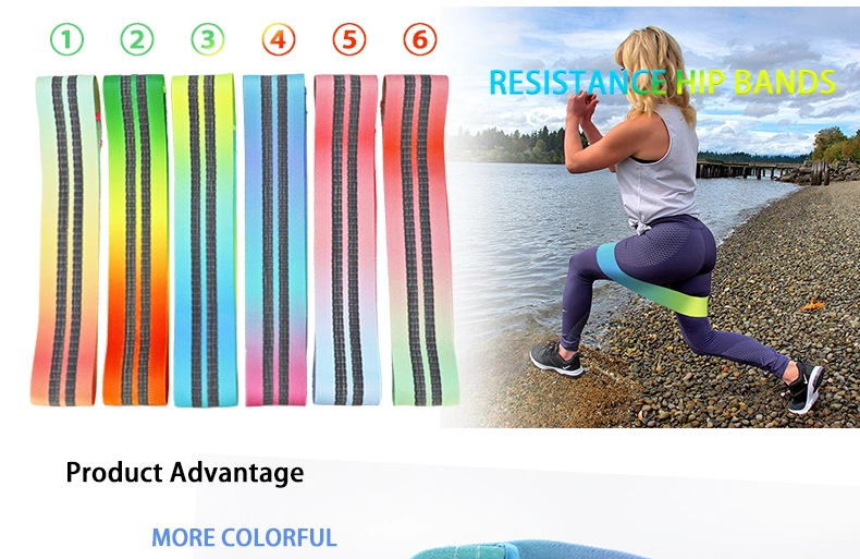 Pilates Training Gradient Rainbow Color Yoga Pull Squat Hip Booty Circular Elastic Resistance Band